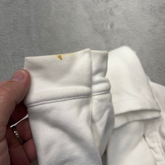 Adidas White Cropped Hoodie Rhinestone Sleeve Trefoil Logo Women's XS - Picture 9 of 10